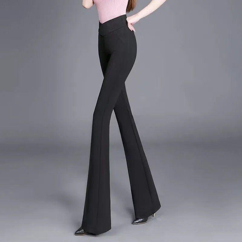 New Spring and Autumn Style Micro-flare Pants for Women with High Waist Design Niche Slim and Draped Trousers
