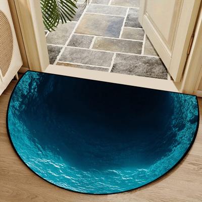Tapete de Chão Semicírculo Antiderrapante Decorativo Ilusão 3D Realista Tapete de Buraco Entrada Sala de Estar Quarto Resistente ao Desbotamento Tapete de Área