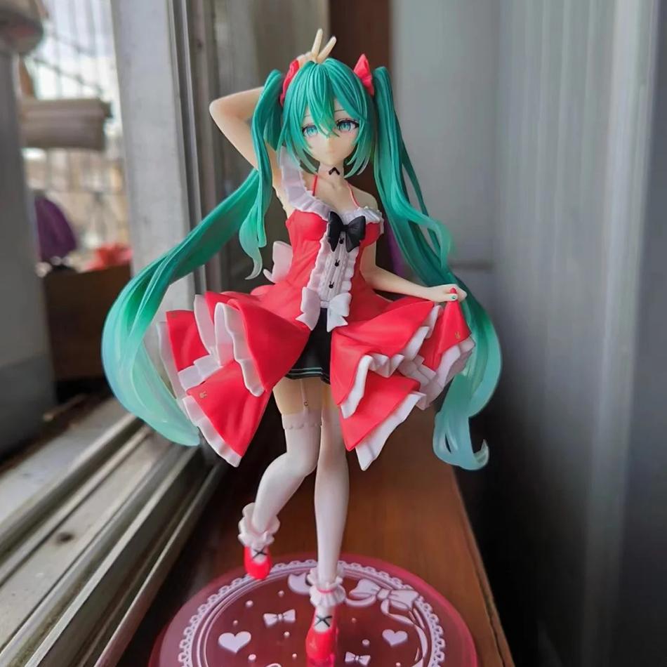 Figurki Anime Hatsune Miku Zabawki Urocze Anime MIKU Pozycja Stojąca Figurka Akcji z PVC Model Kreskówkowy Kawaii Lalka Prezent Urodzinowy Dziecko