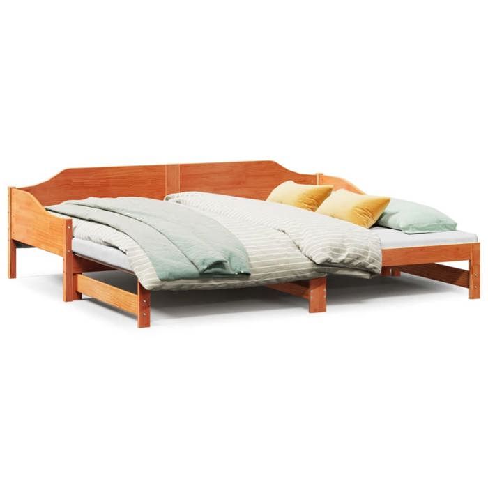VidaXL Daybed with Trundle Bed Wax Brown 90x190 Cm Solid Pine, Sofa Bed, Guest Bed, Wooden Daybed, Bed of 850910