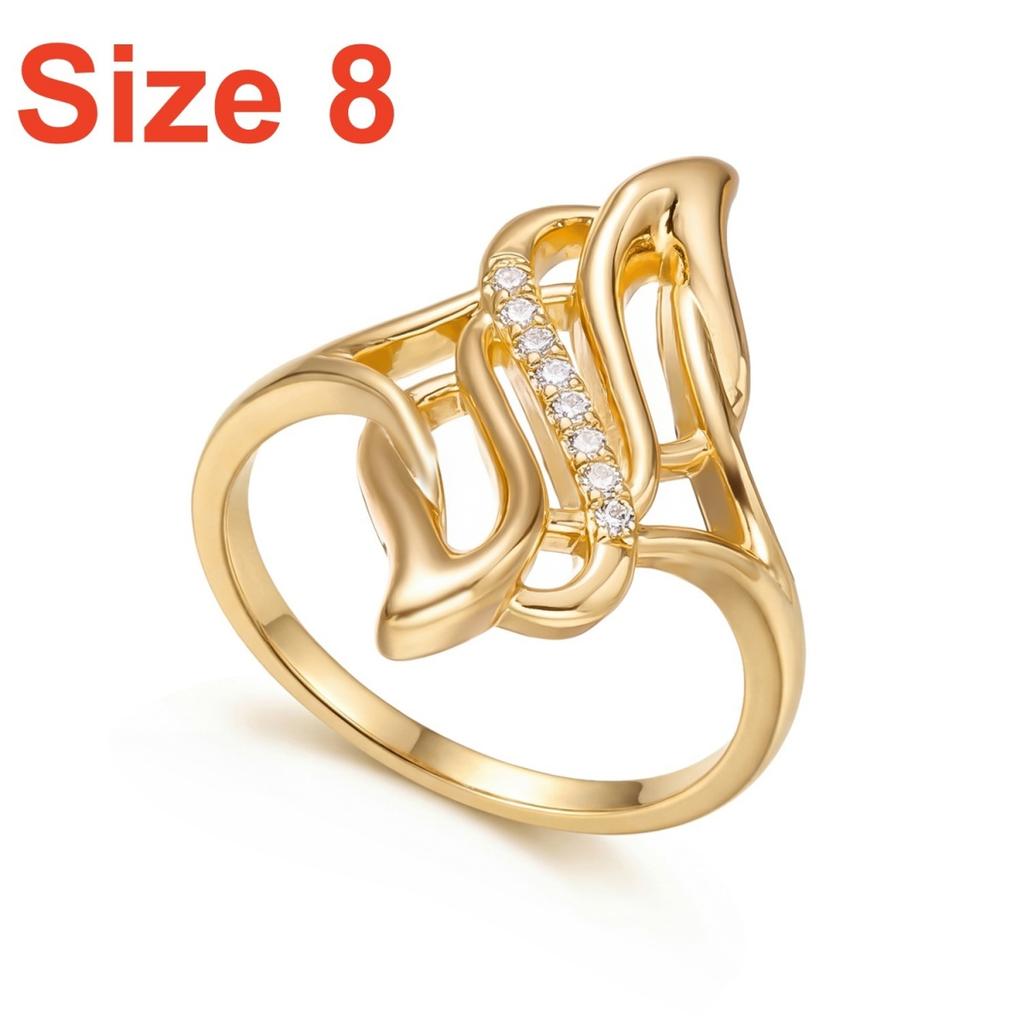 Creative Inlaid CZ Zircon Exaggerated Curve Wrapped Finger Rings Fashion Dainty Hollow Ice Cream Shaped Ring Punk Party Zircon