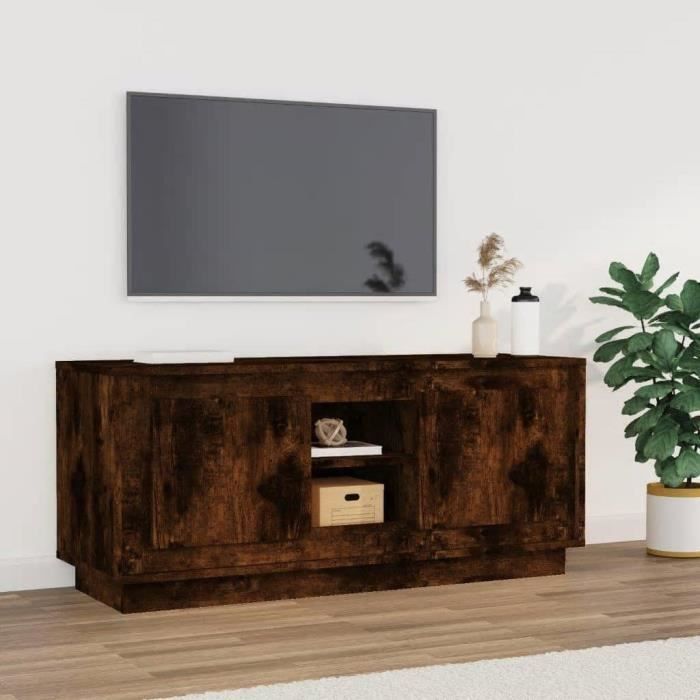 VidaXL Meuble TV chêne fumé 102x35x45 cm bois d'ingénierie 819865