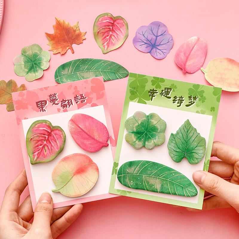 1 Piece Kawaii Stationery Natural Plant Leaf Sticky Note Memo Pad Office Planner Sticker School Supplies