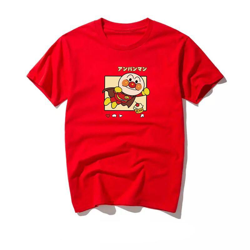 Mens Clothing Summer Anpanman Cartoon Fun Printed Graphic T Shirts Y2k Cotton Loose Casual Womens Short Sleeved Tee Tops Anime