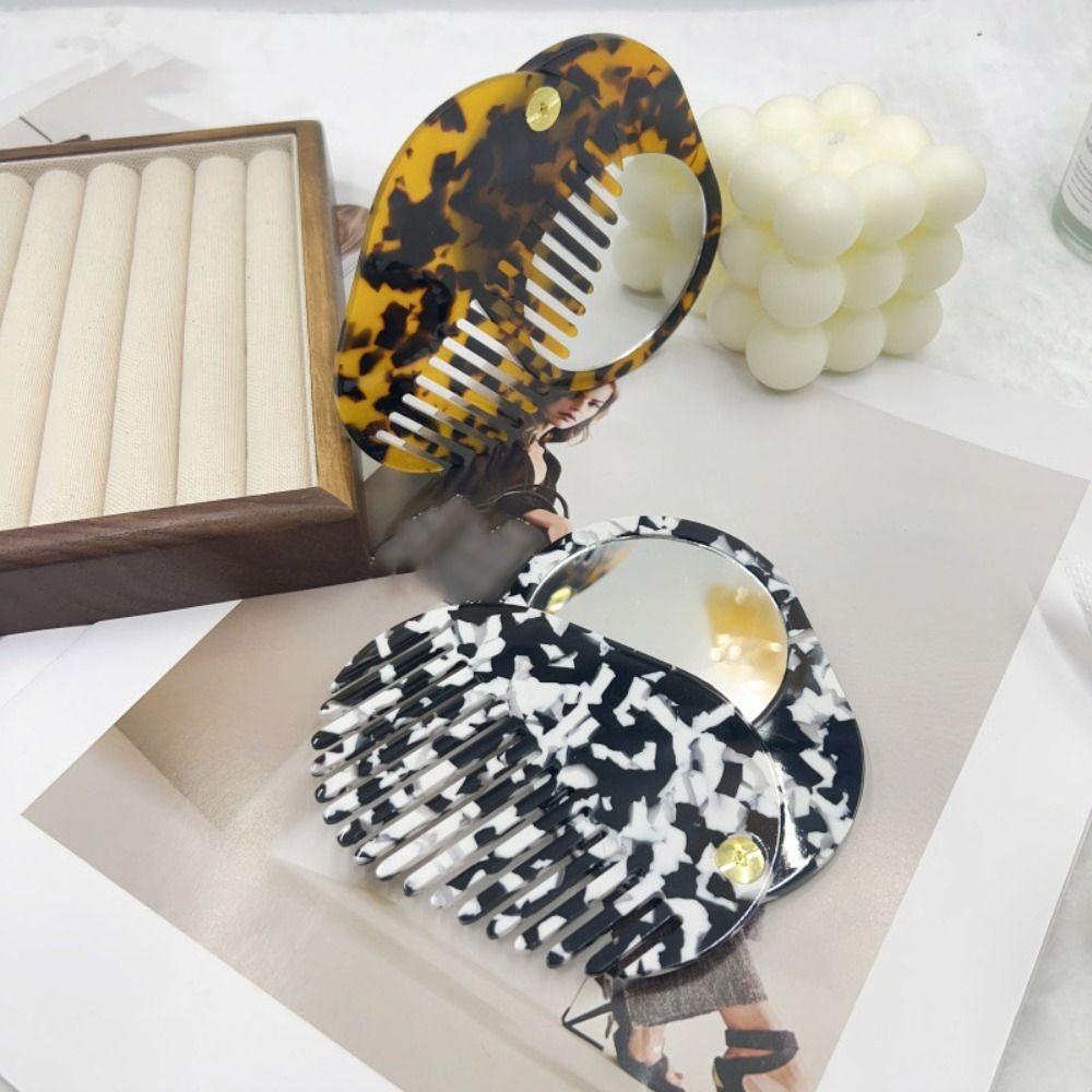 Acetate Hair comb Mini Mirror comb Simple Makeup Mirror  Travel