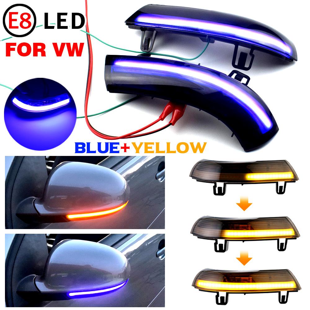 LED Dual-Color Flowing Rearview Mirror Turn Signals for VW Golf, Jetta, Passat, Sharan