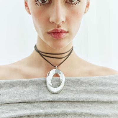 2024 ZAA Vintage Round Metal Geometric Pendant Necklace for Women Fashion Neck Jewelry Holiday Party Accessories