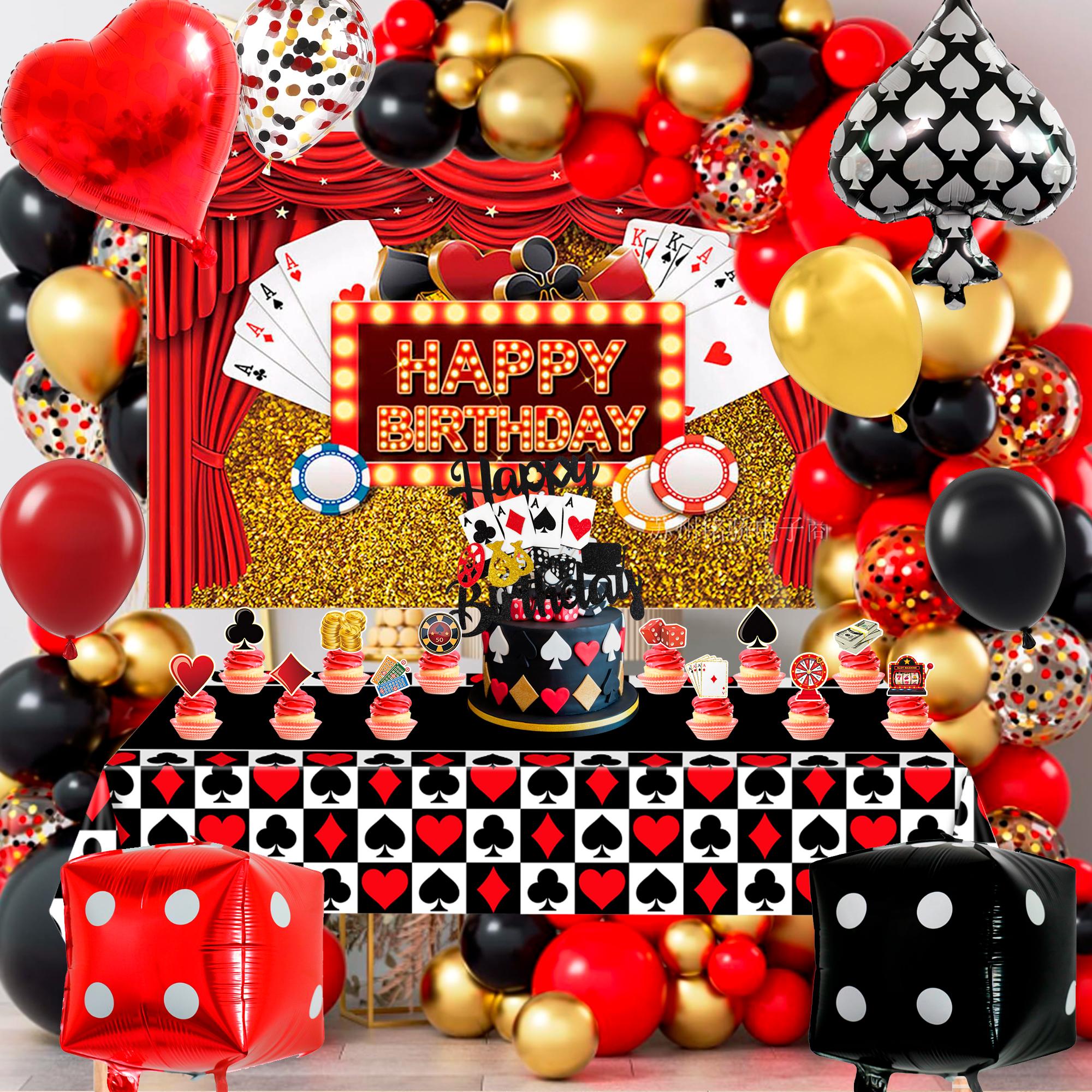 

85 Pcs Casino Party Decorations, Casino Themed Party Supplies - Casino Party Balloons Backdrop Cake Topper Tablecloth etc Las Vegas Party Decorations