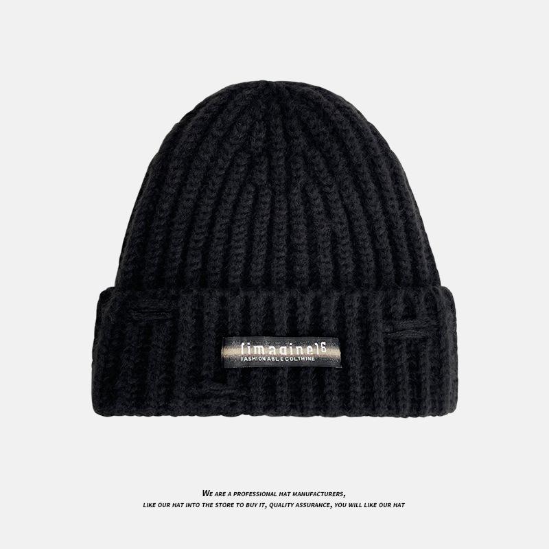 Small Label Knitted Hat Women's Autumn and Winter Outdoor Cycling Pullover Hat Versatile Thickened Ear Protection Cold Proof Woolen Hat