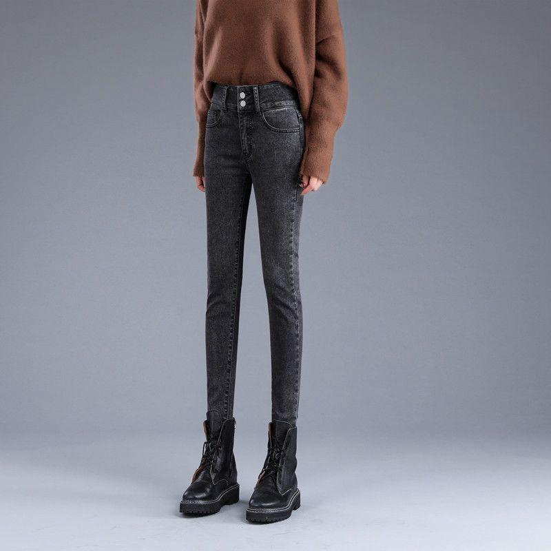 High-Waisted Velvet Skinny Jeans: Winter Warm, Slimming, Butt-Lifting, Cropped Pencil Pants for Petite Women. 25