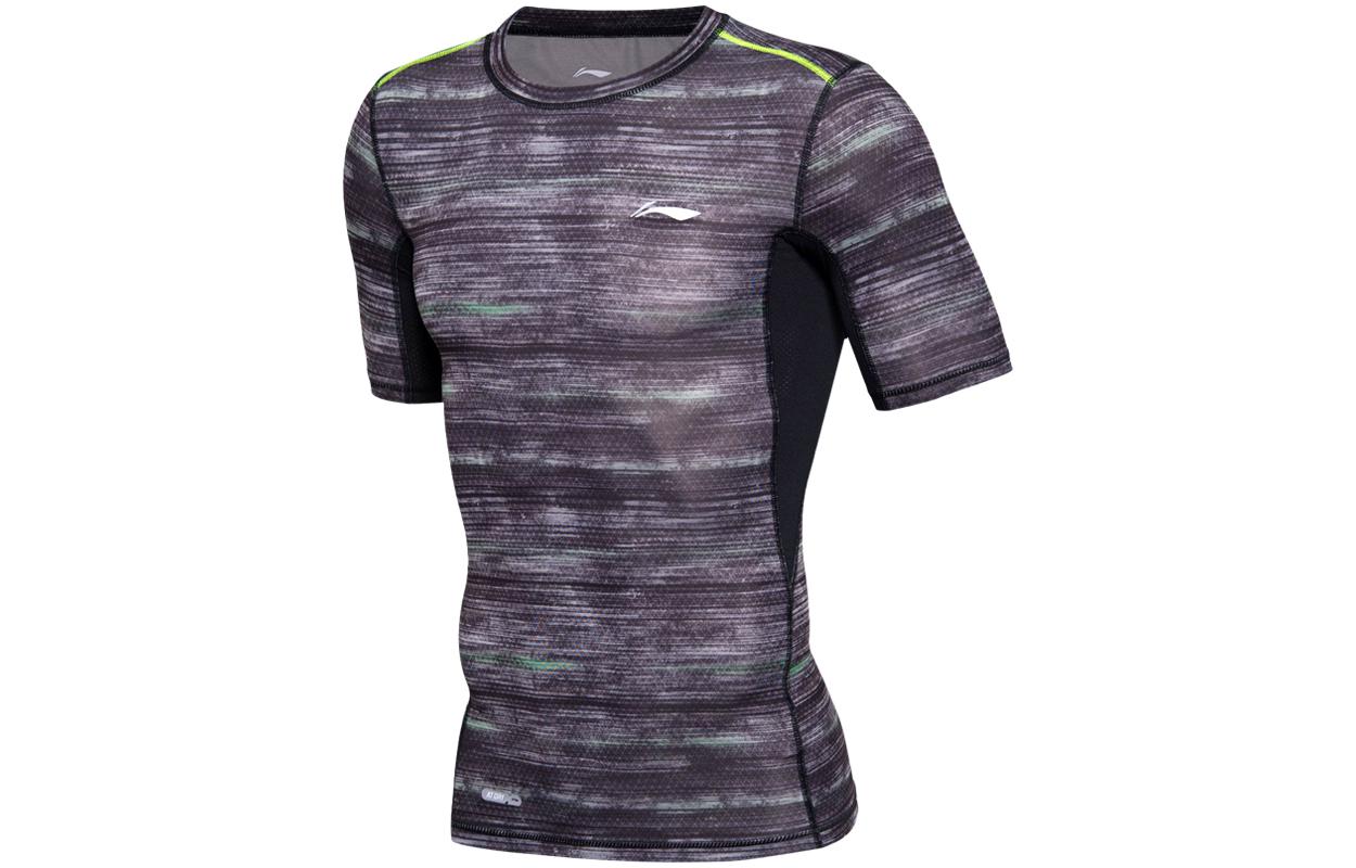 Li Ning Fitness Clothing Men s Standard Black Print Moderate Straight Fit AUDM037-4 L
