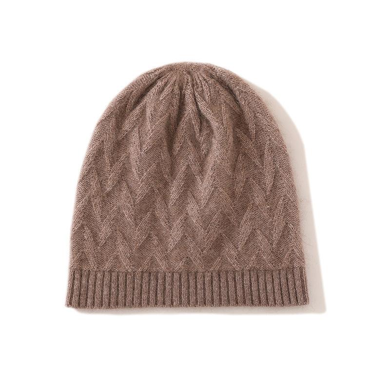 

Cashmere Autumn and Winter New High End Solid Color Mat Jacquard Thickened Warm Fashion Knitted Casual Hat for Men and Women One size