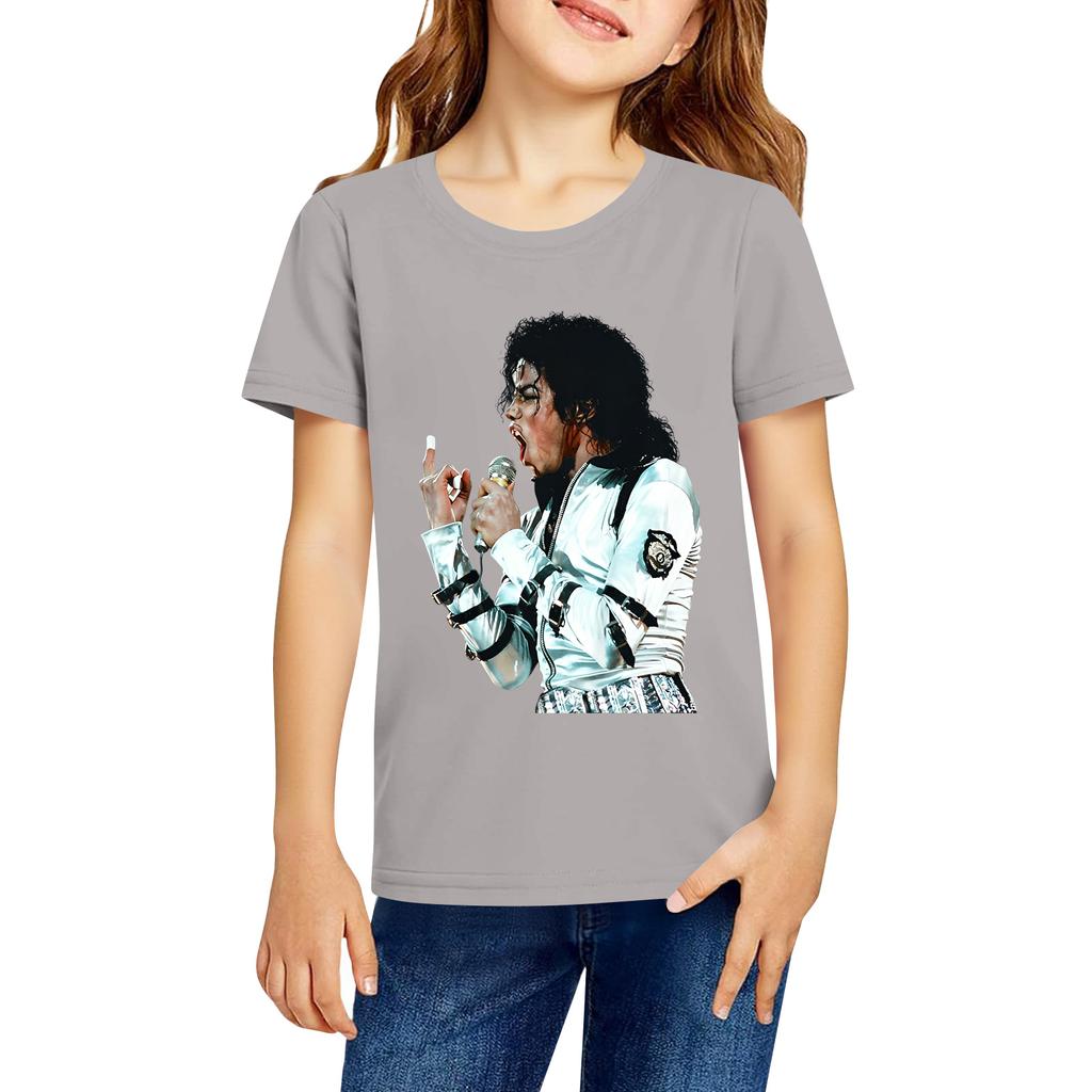 Fashionable Round Neck Short Sleeve Work Clothes Printed Tops For KID Summer Tops