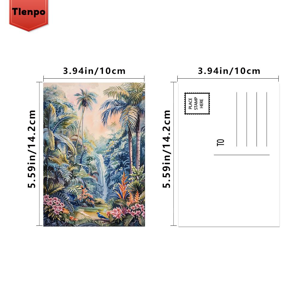32pcs, Tropical Rainforest Postcard, Nature, Birthday/Anniversary Gift, Collectible, Suitable for Gift Giving, Mailable.