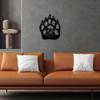 Farmhouse Style Wall Art Metal Hollow Out Bear Art, Rustic Forest Landscape Hanging Sculpture with Paw Handmade Wooden Decoration Prints,
