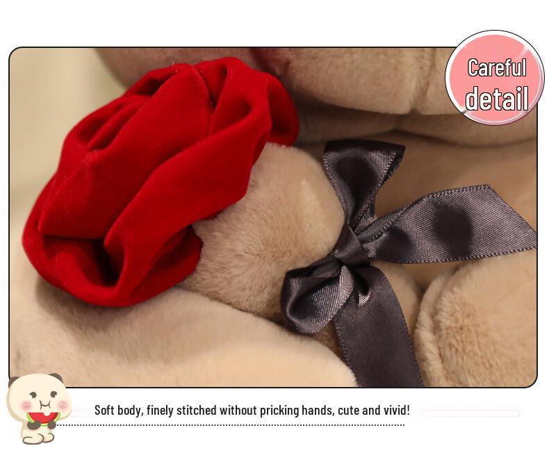 Adorable Rose Teddy Bear Plush Doll - Cute Large Pillow Toy for Girl's Birthday Gift