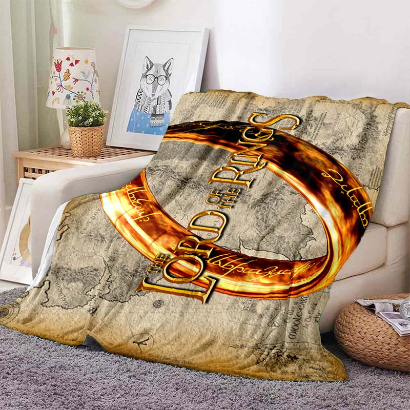 L-Lord of the Rings Movie Print Flannel Blanket Soft Warm Throw For Sofa Bedroom Home Decor Fantasy Film Fan Birthday Present