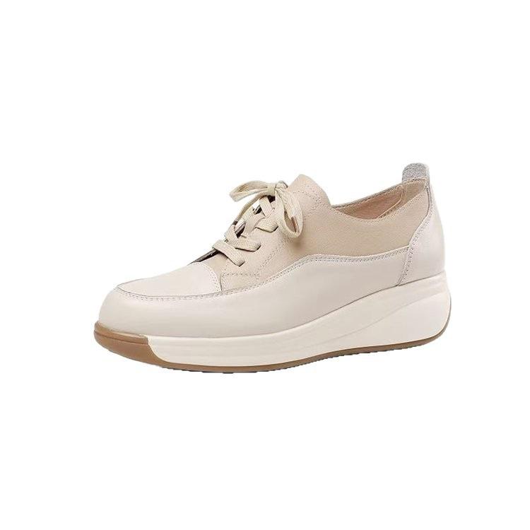 Muffin sole casual single shoes autumn new soft sole comfortable breathable leather surface
