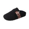 Thick-bottomed bag head, velvet warm half slippers, women's 2025 autumn new Korean version, one-pedal casual outer cotton slippers