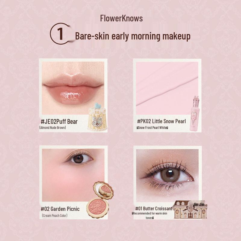Flower Knows Makeup Set: Blush, Lip Glaze, Concealer, Eyeshadow - Perfect New Year Gift for Her