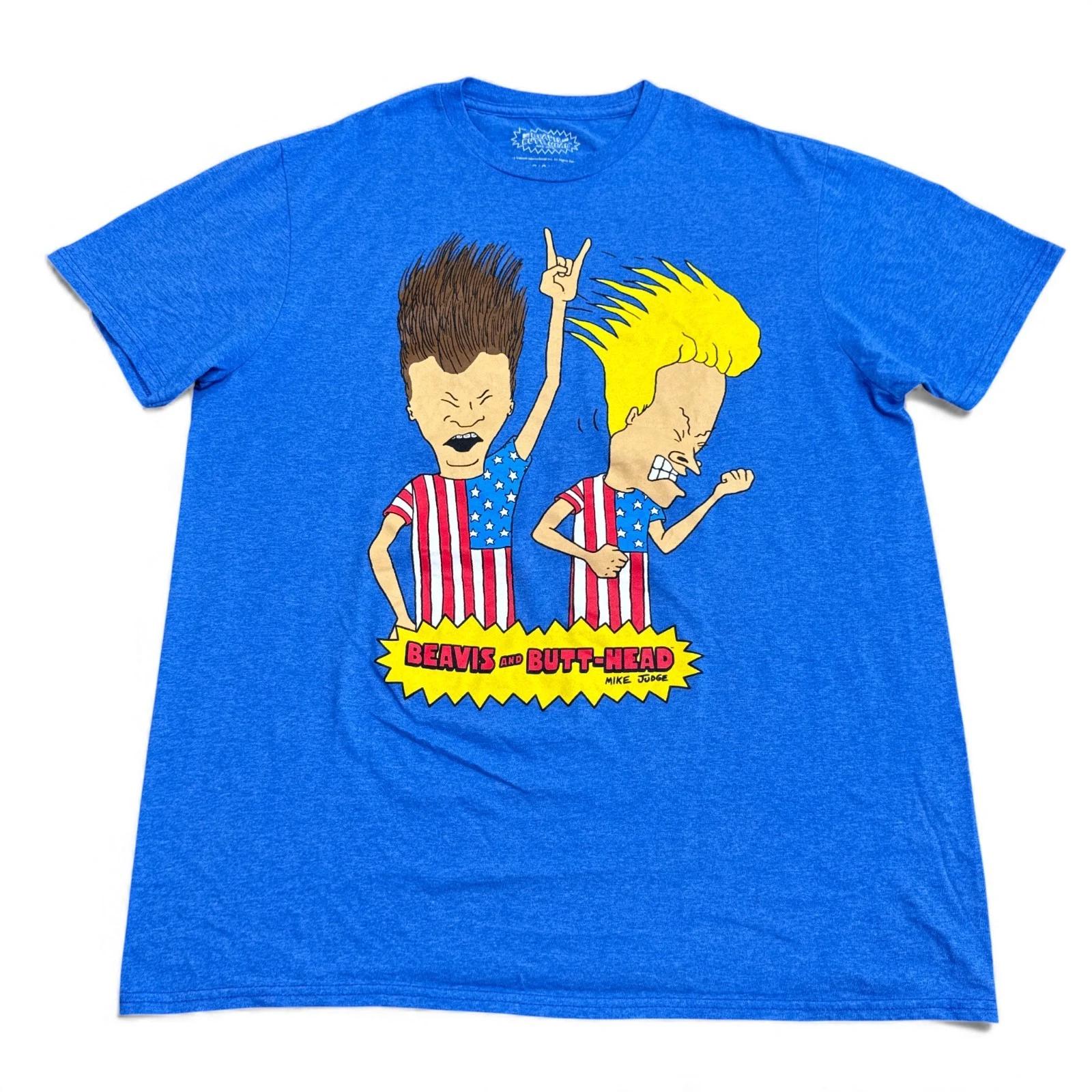 

Beavis Butthead T Shirt Adult Size Large Blue America Logo Retro VTG Style Tee L