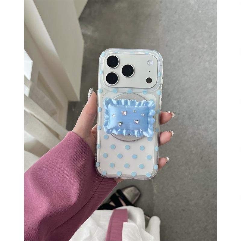 Rhinestone Polka Dot Magnetic Phone Holder for iPhone 17/16 Pro Max/15/14 Cases