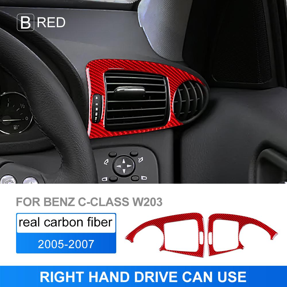 Real Soft Carbon Fiber for Mercedes Benz C Class W203 2005 2006 2007 Car Air Outlet Panel Trim Sticker Interior Accessories