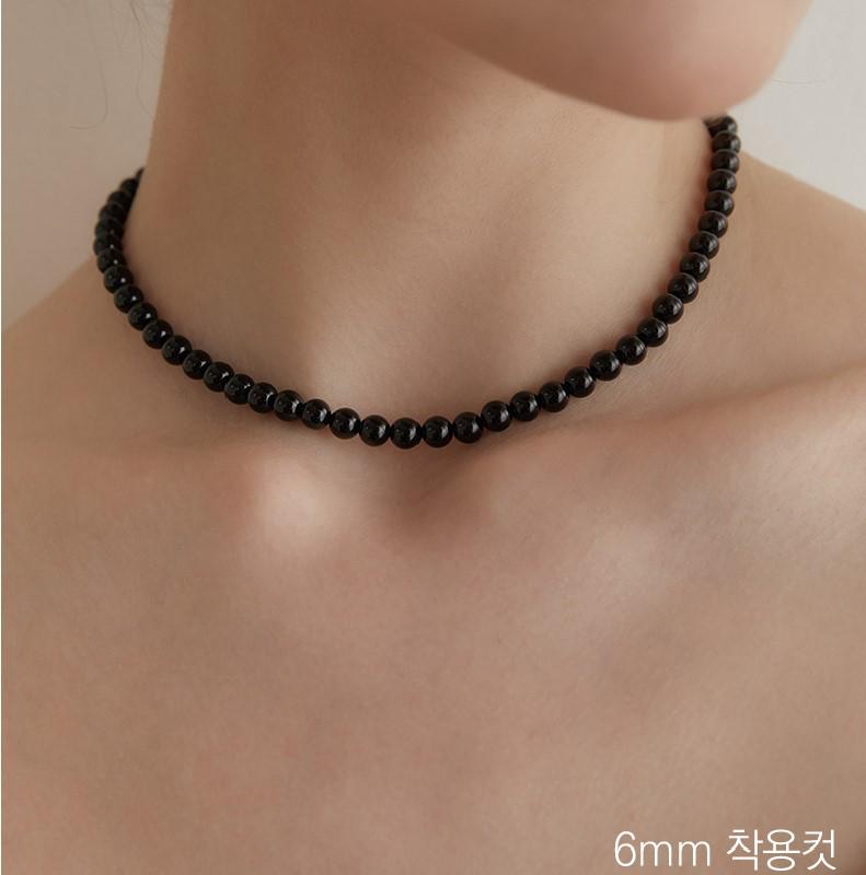 Korean Elegant Black Agate Minimalist Necklace for Women