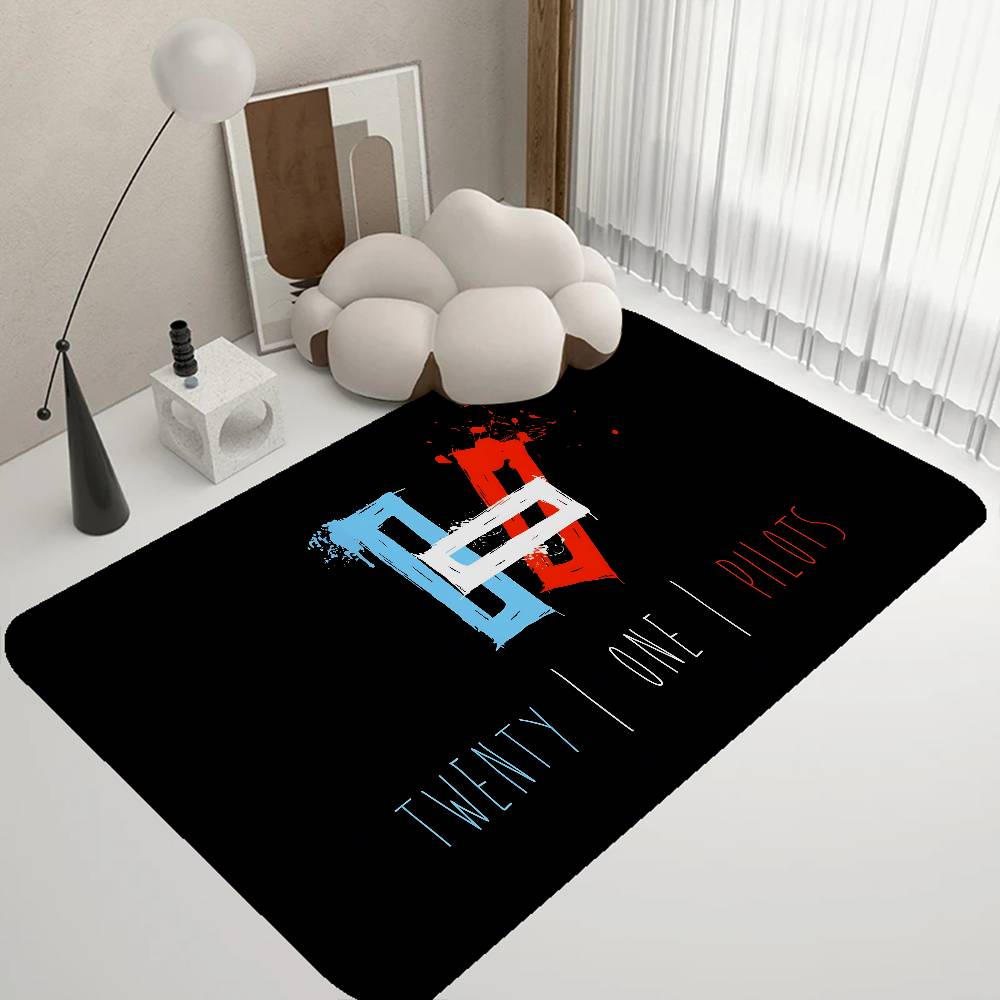 Popular T-Twenty One Pilot Band Floor Mat INS Style Soft Bedroom Floor House Laundry Room Mat Anti-skid Household Carpets