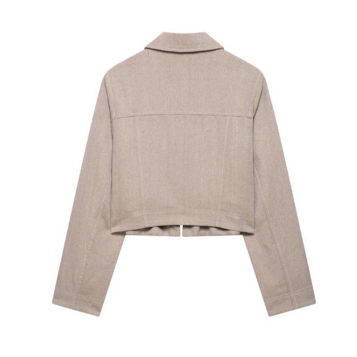 Winter 2025 Women's European-American Style Twill Zipper Jacket and Straight-Leg Pants Set