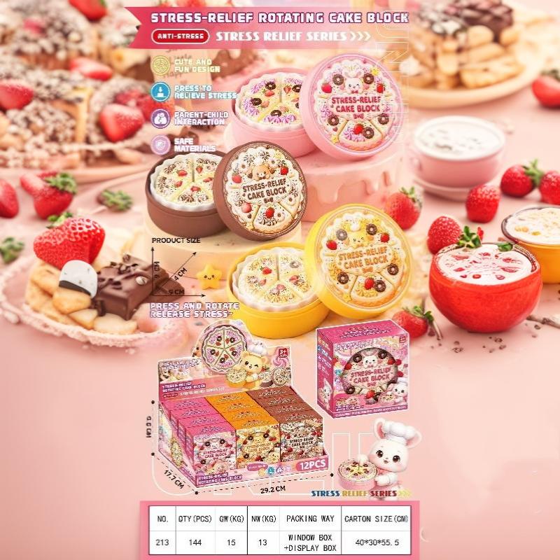 Cake-Themed Stress-Relief Button Toy Rotate Box, Artificial Cake Sensory Push Button Clicker Party Interactive Toys Gift