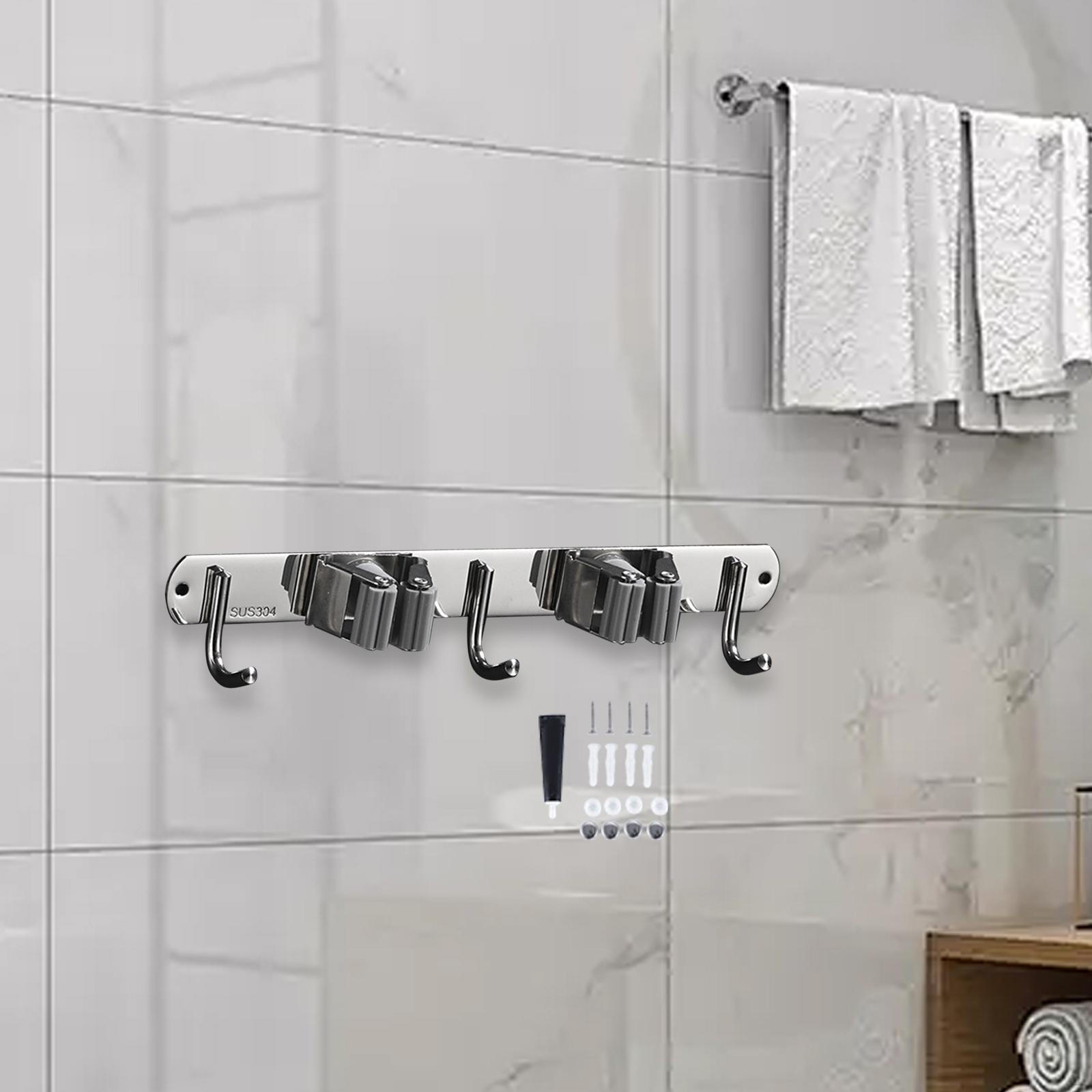 

Вешалка для метлы из нержавеющей стали для дома и сада 2 Clips 3 Hooks