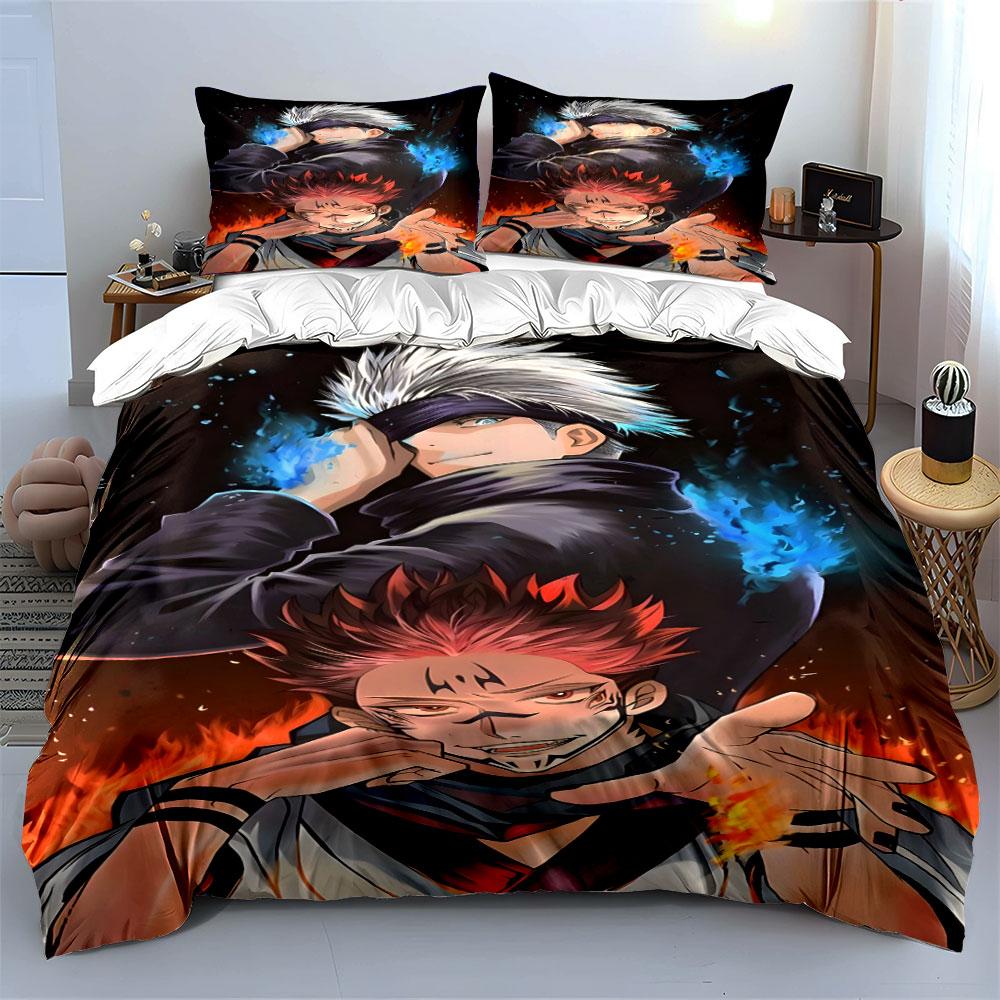Characters with fire background. Bedding sets Duvet cover sets Duvet covers Pillowcases(1 * Duvet Cover 2 * Pillowcases without duvet insert)