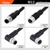 M12 Waterproof Aviation Plug Connector: 4/5/8 Core, 12-Pin, Injection Molded Male-Female Connection Sensor Cable