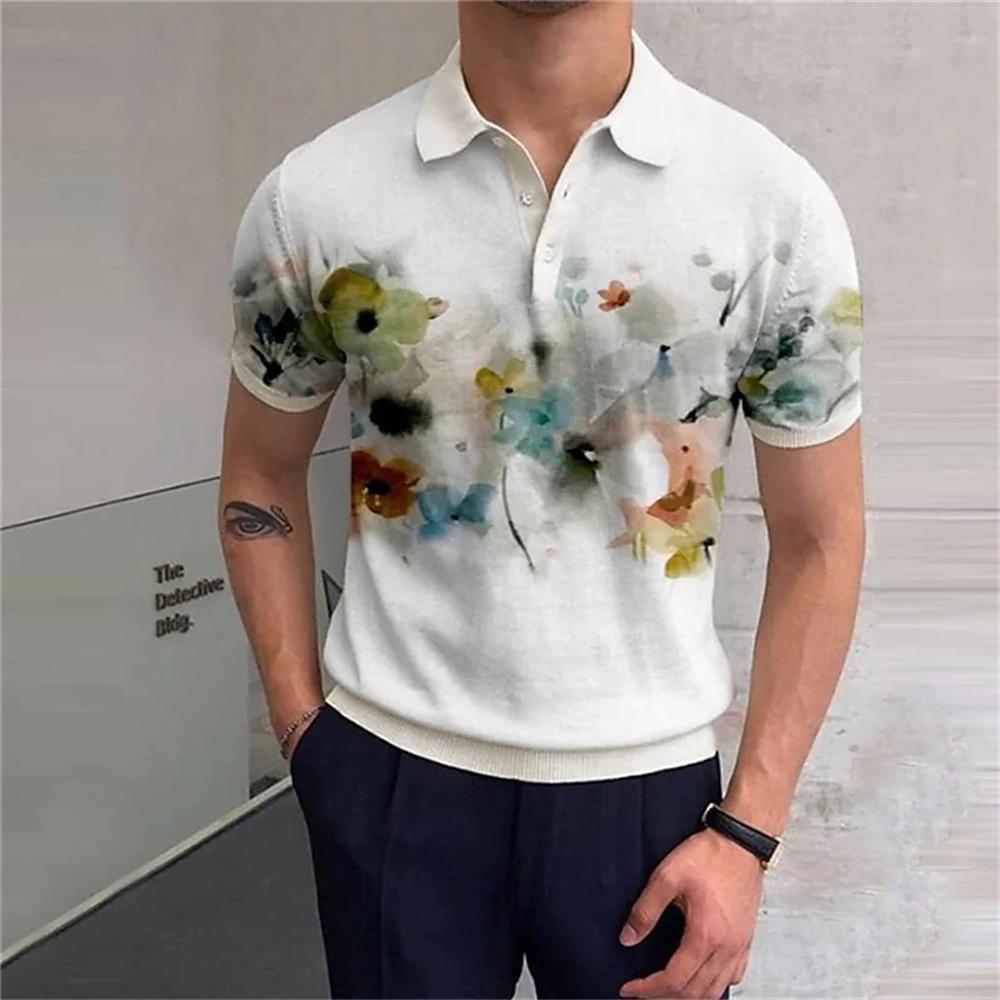 Men's Summer floral shirt youthful office fashion style polo t-shirt, Full Sublimation Polo Shirt for men Uniform