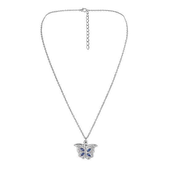 Women Necklace Butterfly Open Heart Rhinestone Women Pendant for Gift