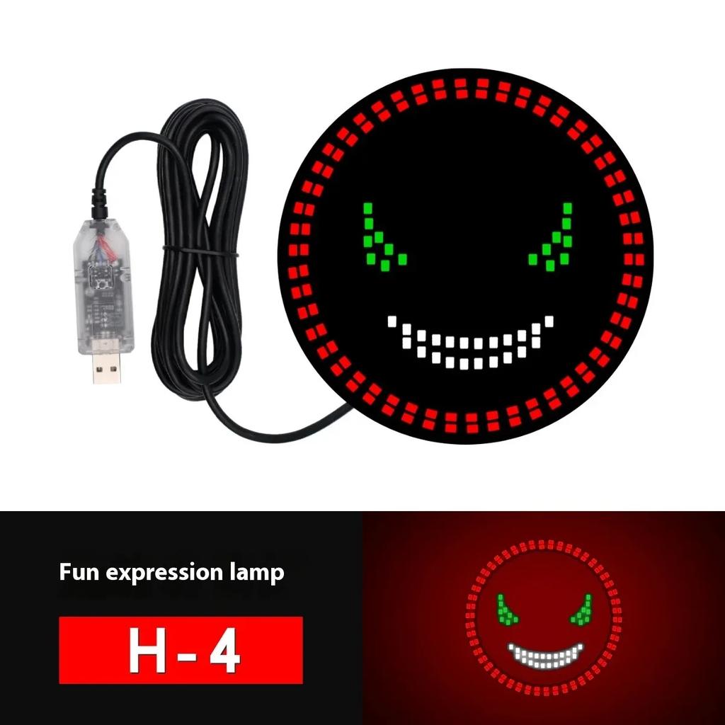 Dynamic Devil's Eye Decor Light USB Plug Flash Window Expression Lights Smiling Face Warning Strobe Lights for Truck Windshield