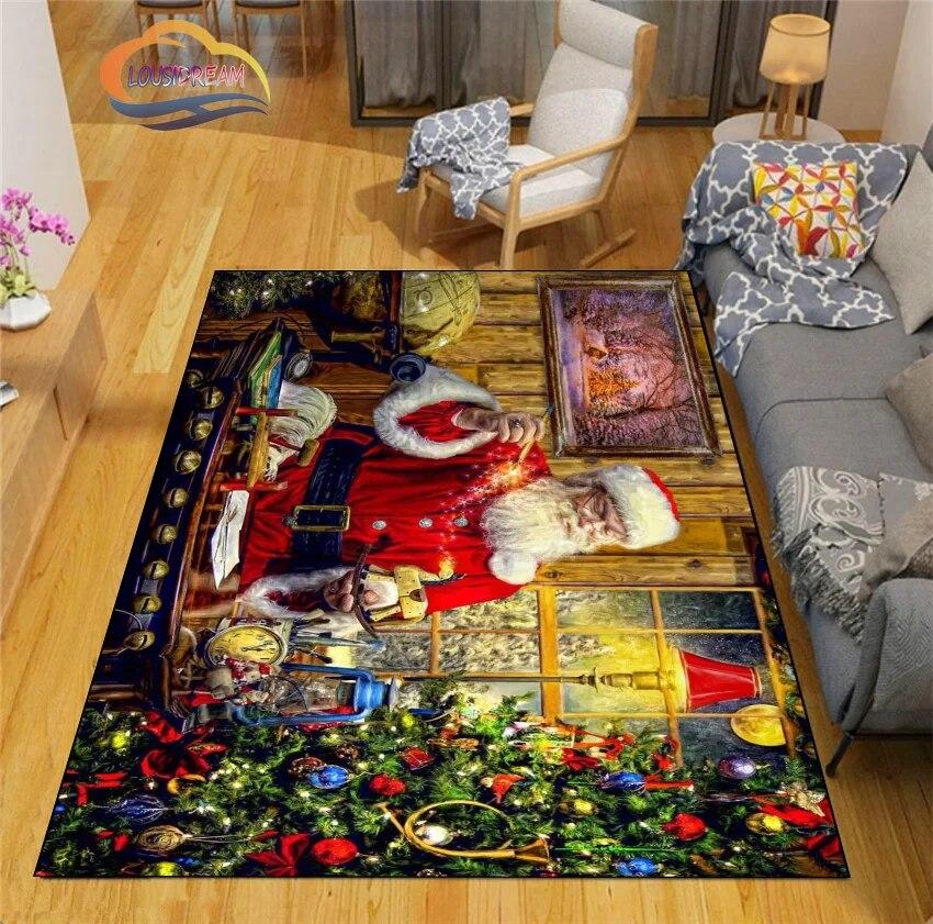 3D Printed Christmas Floor Mats Carpet  Santa  Fashion Bedroom Mat Living Room Office Children  Home Decor