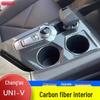 Changan UNIV Carbon Fiber Gear Shift Decor: Plastic Interior Trim Stickers for Personalized Car Modification.