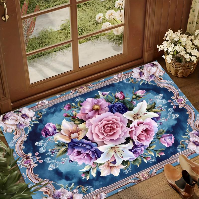 European Retro Floral Large Carpet for Living Room Luxury Decoration Rug Non-slip Bedroom Cloakroom Washable Soft Mat Boho