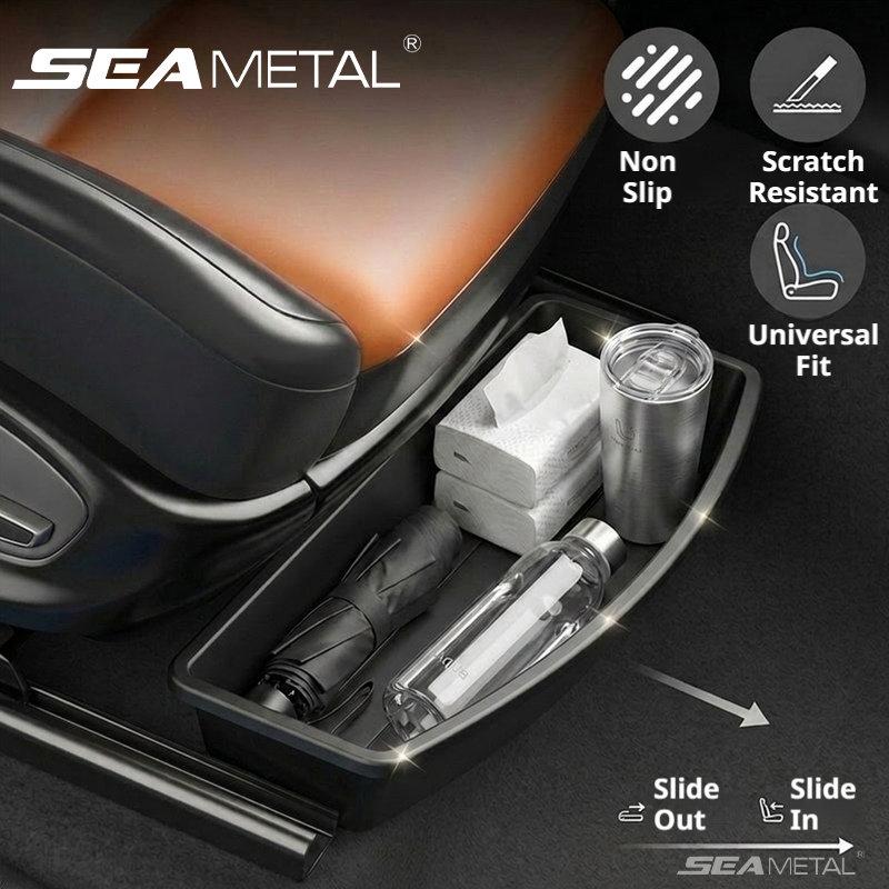 SEAMETAL Universal Car Under Seat Storage Box Hidden Organizer Bins Front Backseat Bag Trash Tray Accessories
