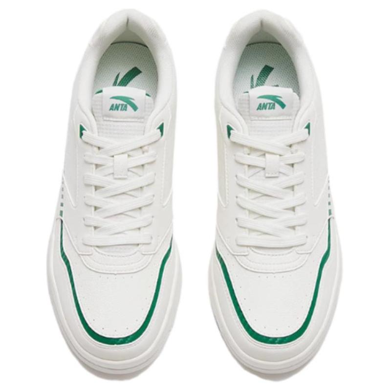 Anta Slip-Resistant Cushioning Abrasion-Resistant Low-Top Skateboard Shoes Men's Ivory White Turquoise Sneakers