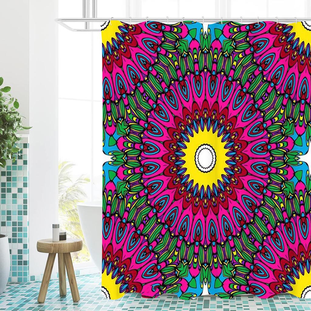 National Style Mandala Bathing Curtain  Bathroom Letters Shower Curtain Waterproof With 12 Hooks Fishes Home Deco Free Ship