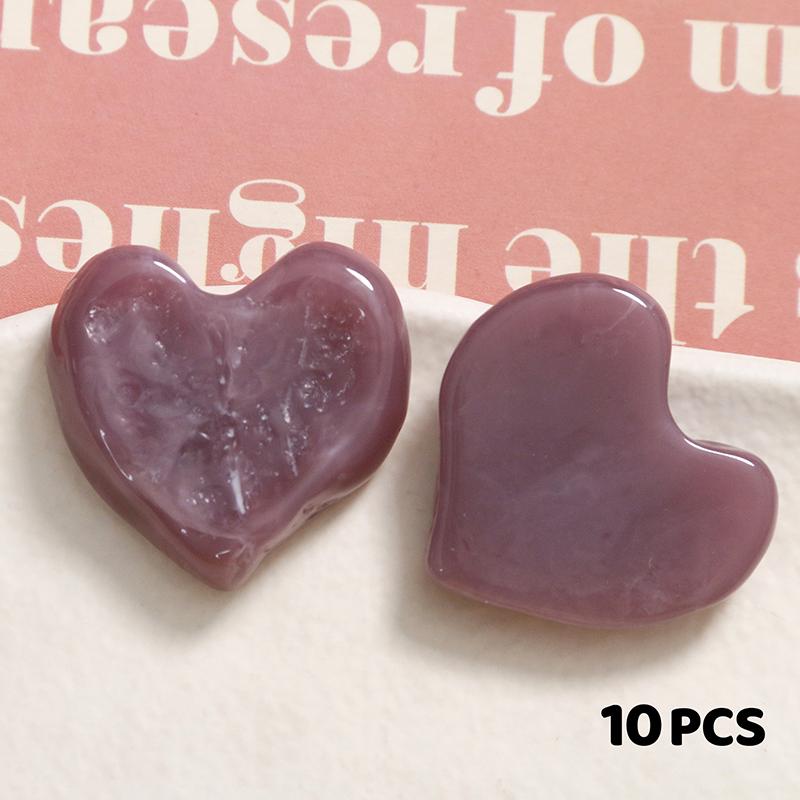

10Pcs Color Pattern Print Geometry Hearts Shape Resin Cabochon Beads Diy Jewelry Garment Hair Accessory A7