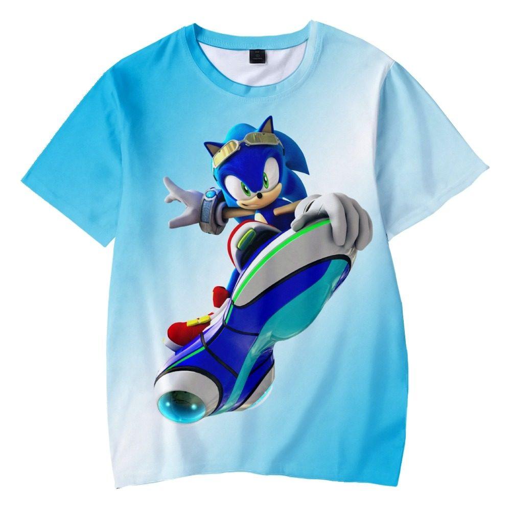 

3D Clothing T-shirt, Sonic The Hedgehog Cartoon Character Printed Half-sleeved Summer Adult Children s Clothing Short Sleeved 100