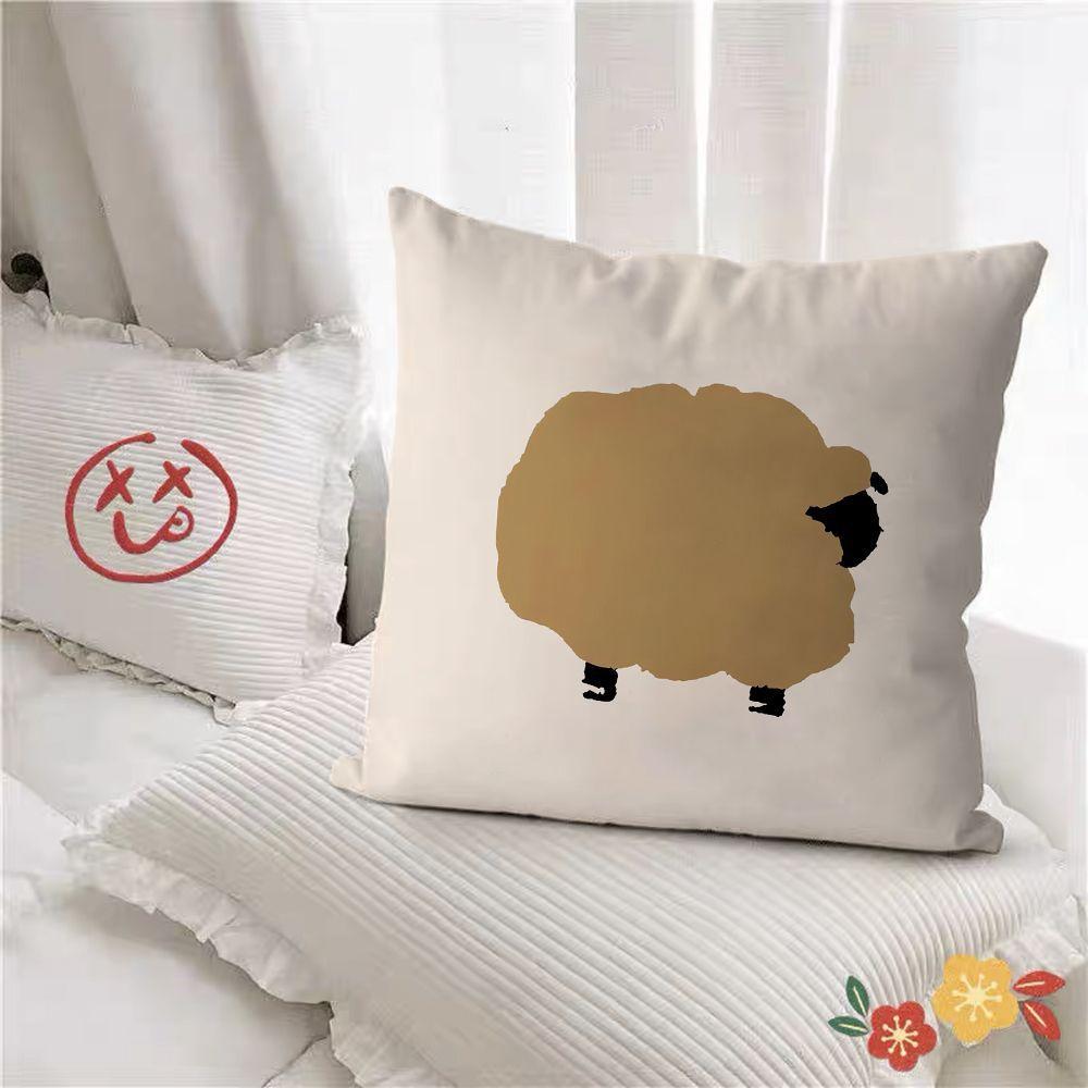 Simple Geometric Line Pillow Sheep Contrast Color Bedroom Sofa Bedside Bay Window Back Cushion Pillow