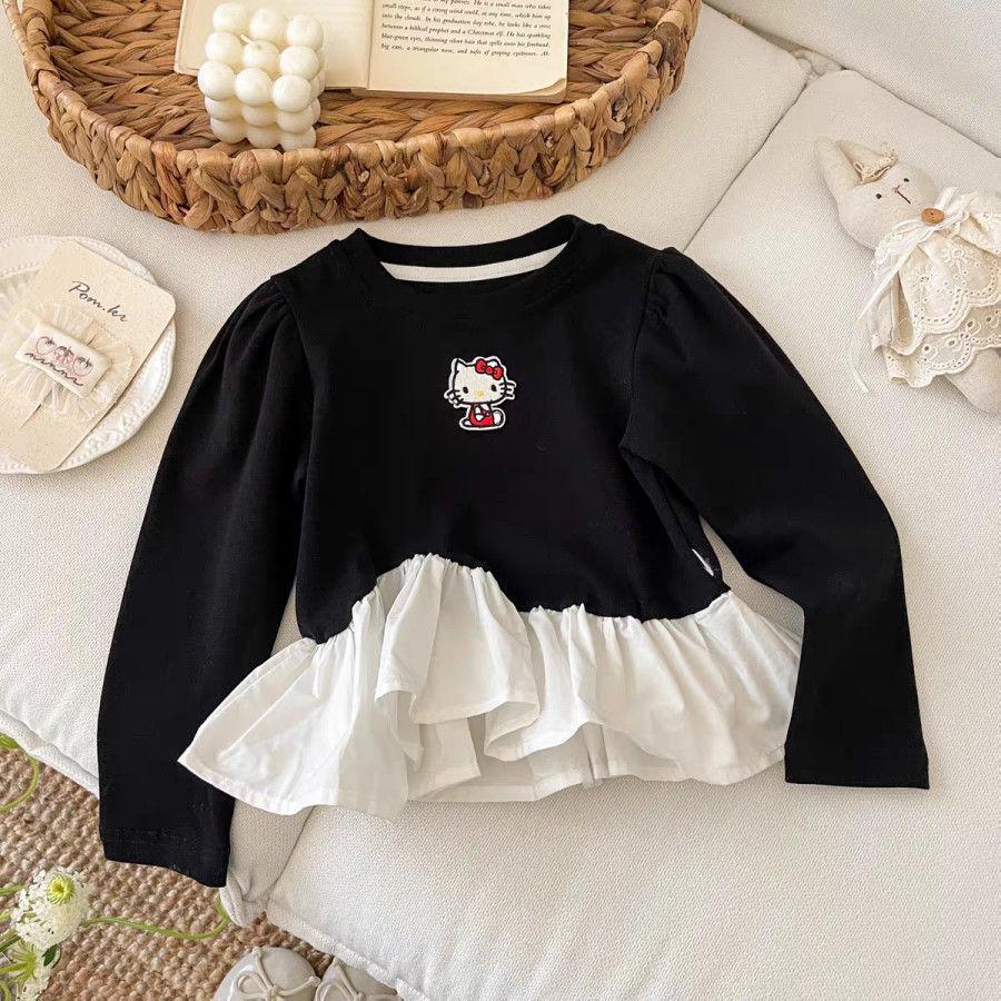 

Дівчачий осінній милий і солодкий топ-футболка з довгим рукавом 140