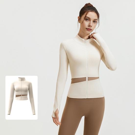 Women's Workout Jacket Full Zip Up Cropped Yoga Jacket Long Sleeve Slim Fit Athletic Top