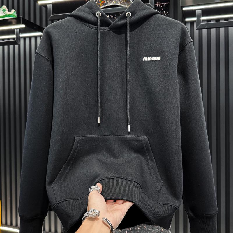 Herren-Kapuzenpullover im europäischen Stil mit Stickerei - Herbstkollektion 2025, Trendiges Light-Luxury-Design.