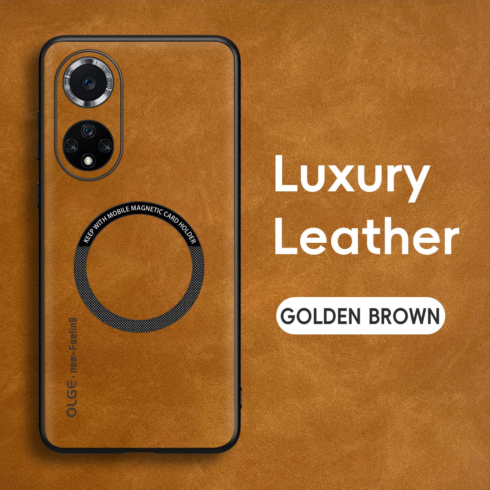

Магнитный кожаный мягкий чехол в стиле ретро для Honor 50 Honor50, чехол для телефона с беспроводной зарядкой For Honor 50 коричневый